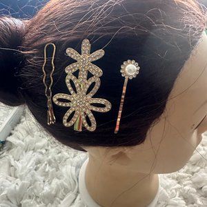 Rhinestone hair clip set
